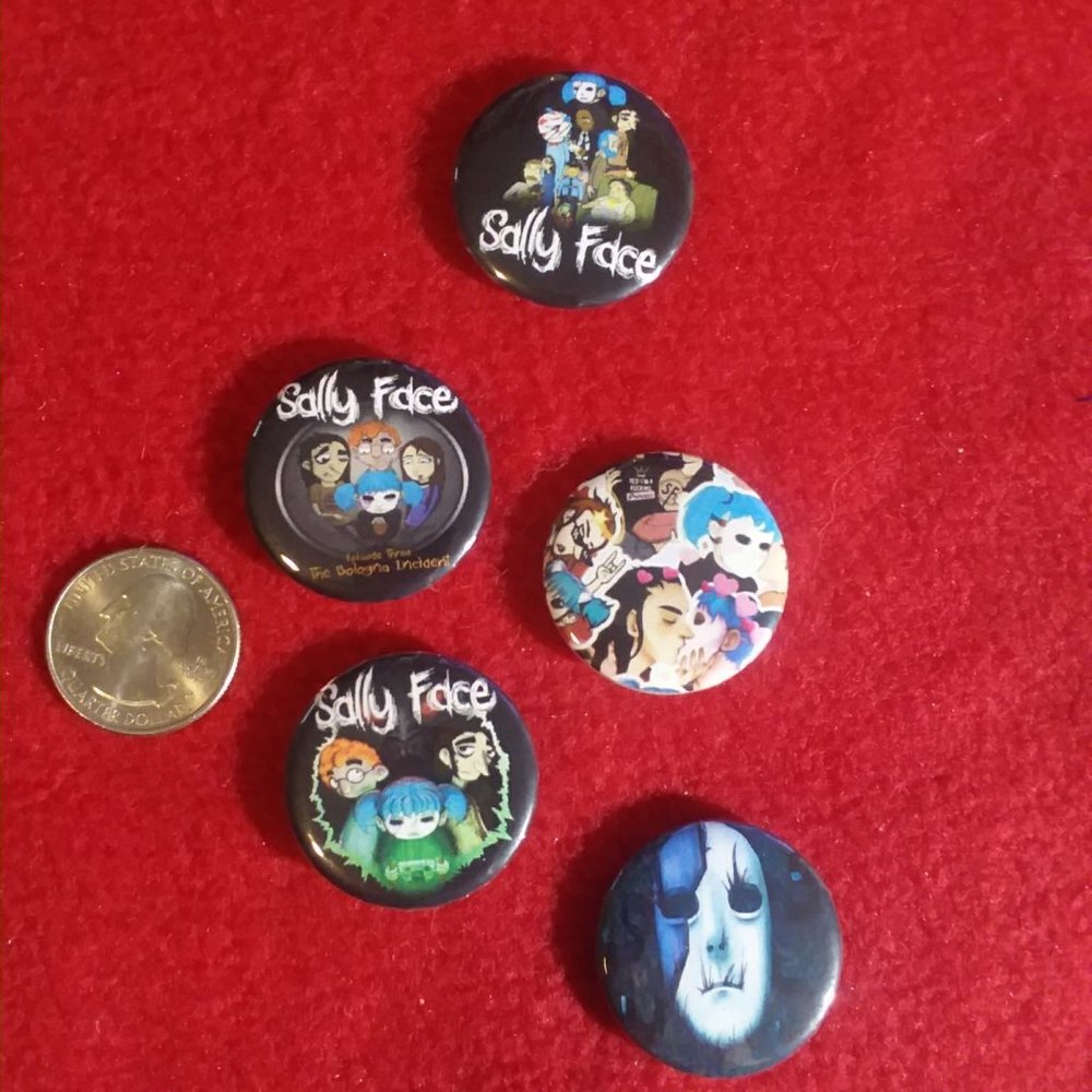 Handmade Anime Manga Game Videogame Cute Sally Face Character Button Pins Set!